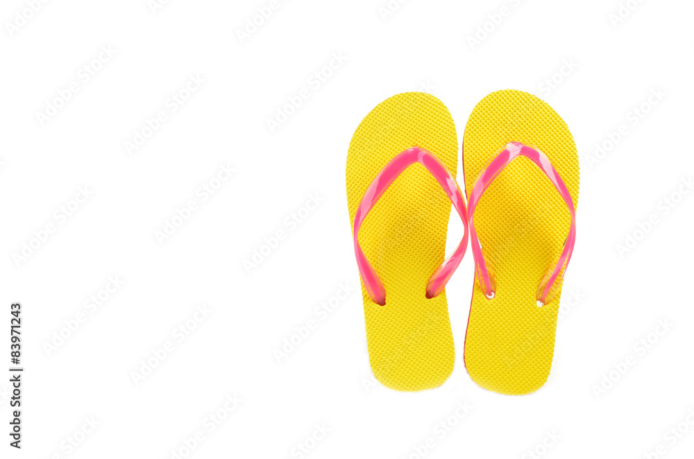 Flip Flops Yellow isolated on white