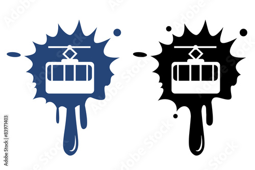 Cable way funicular vector icon isolated
