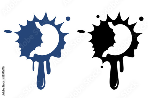 Human organ. Stomach. Blue and black icon isolated
