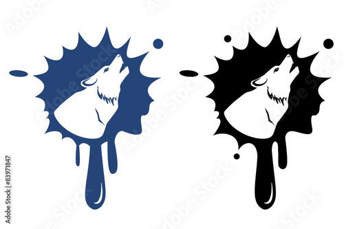 Icon wolf howling at the moon
