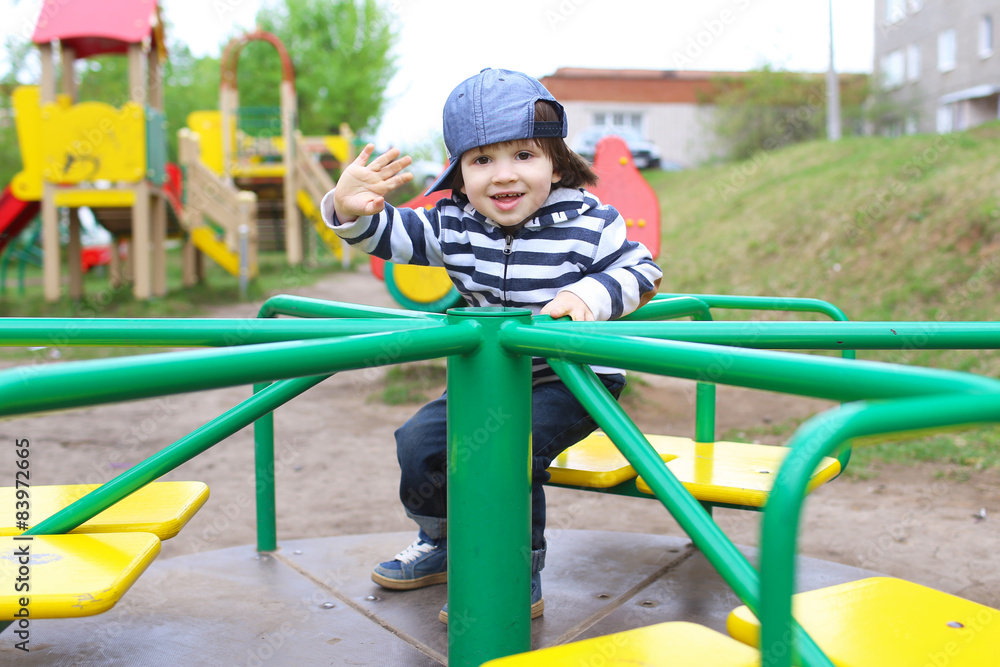 Little child on playground outdoors Little child on playground outdoors