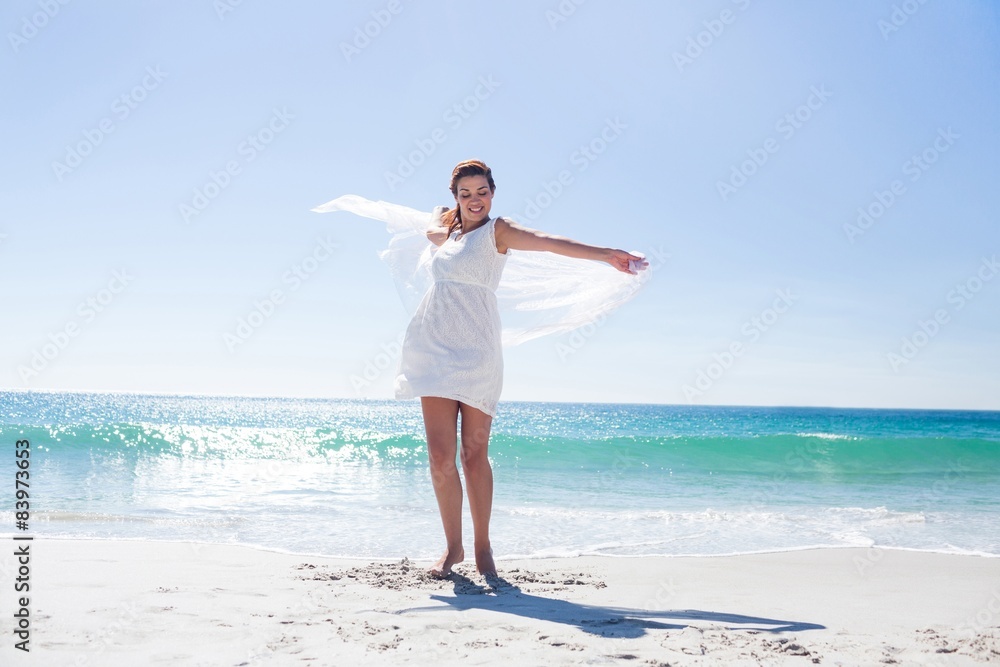 Peaceful brunette enjoying the air Peaceful brunette enjoying the air