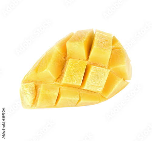 Mango slice isolated on white background