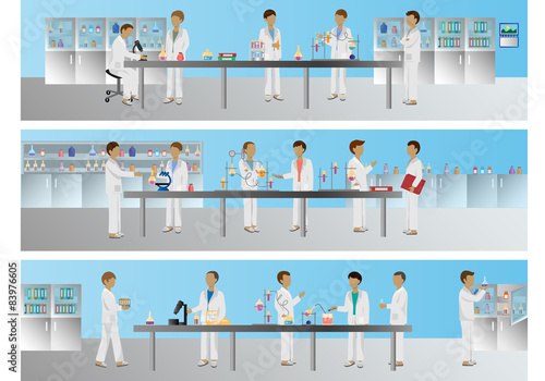 Medical Scientists - Laboratory Research, Different Situations Set - Vector Illustration, Graphic Design Editable For Your Design