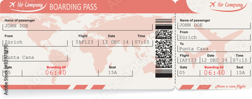 Pattern of airline boarding pass ticket