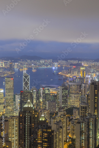 Hong Kong city, This  photo was shot from Victoria Peak in the evening after sunset.