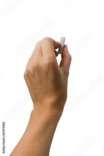 Human's hand erasing something on white background © projectio