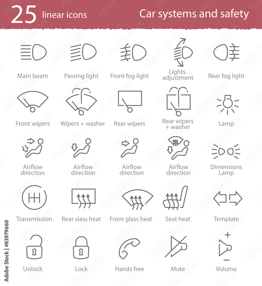 Vector car interface icons set Vector car interface icons set