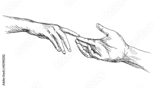 sketch touching hands