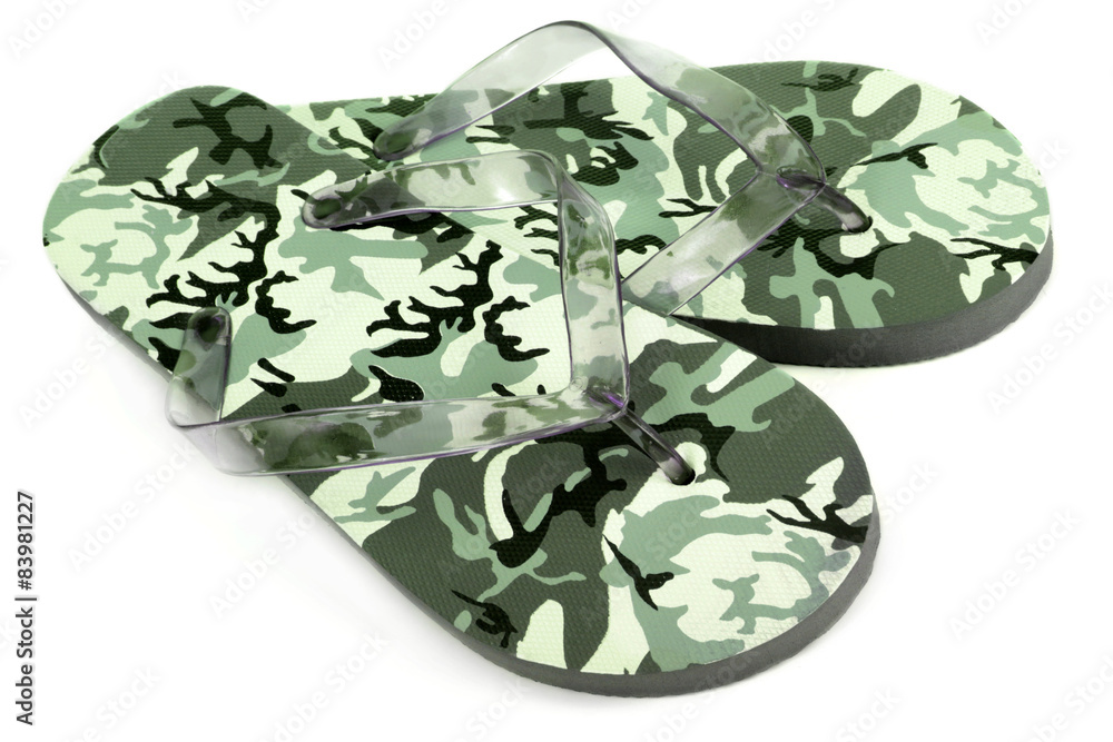 Male flops camo color on a white background  - obrazy, fototapety, plakaty 