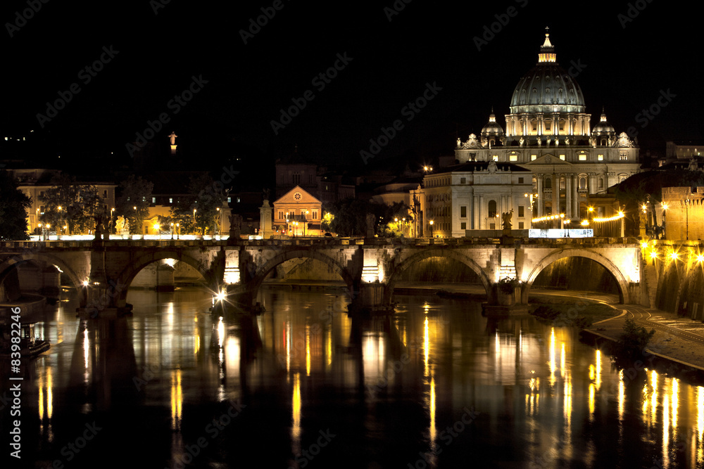St Peter by night, Rome, Italy