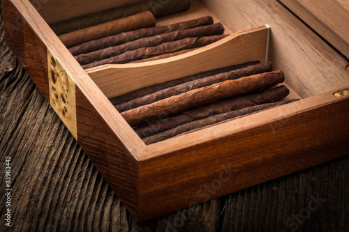 Photos humidor with quality cigar and cognac