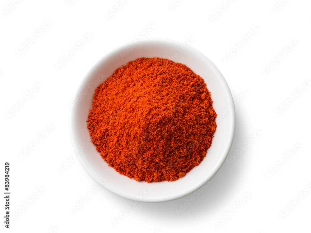 Paprika powder isolated on white background Paprika powder isolated on white background