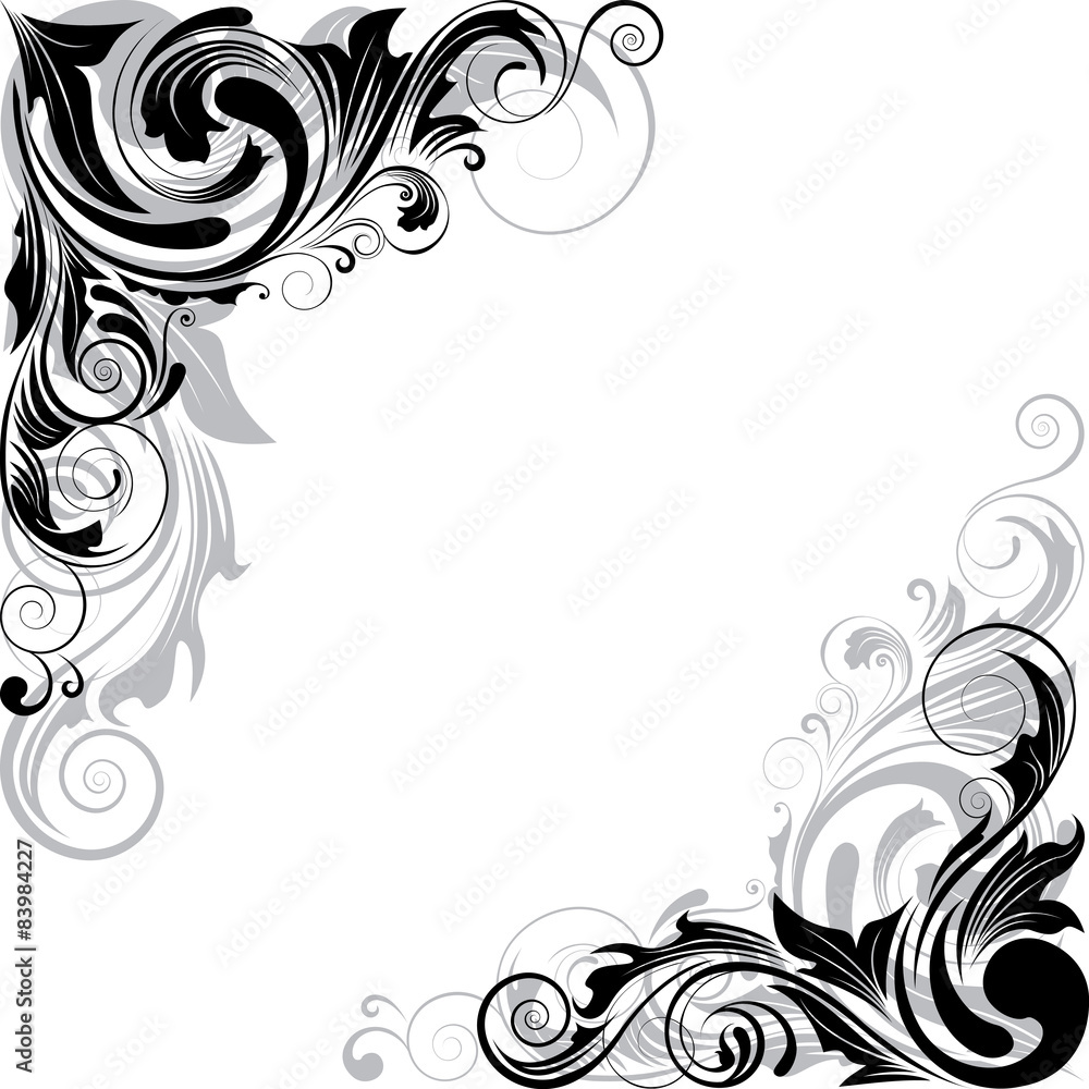 Swirl black and gray angle ornaments Swirl black and gray angle ornaments