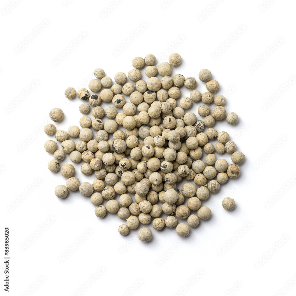 White Peppercorn isolated on white background White Peppercorn isolated on white background