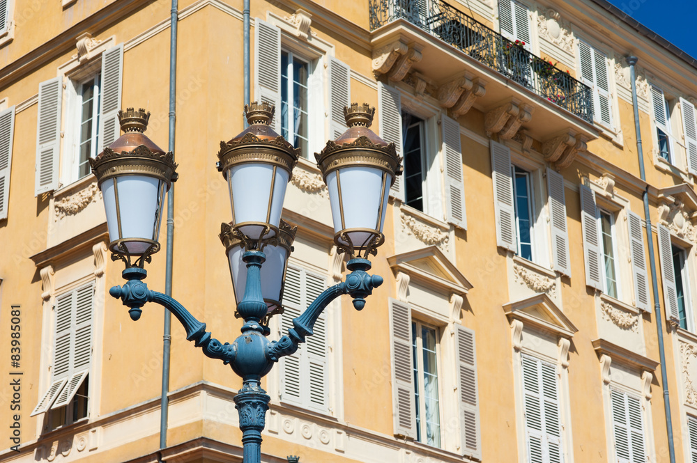 street lights of old town Nice in France