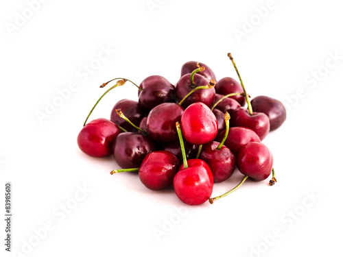 Cherries on white background