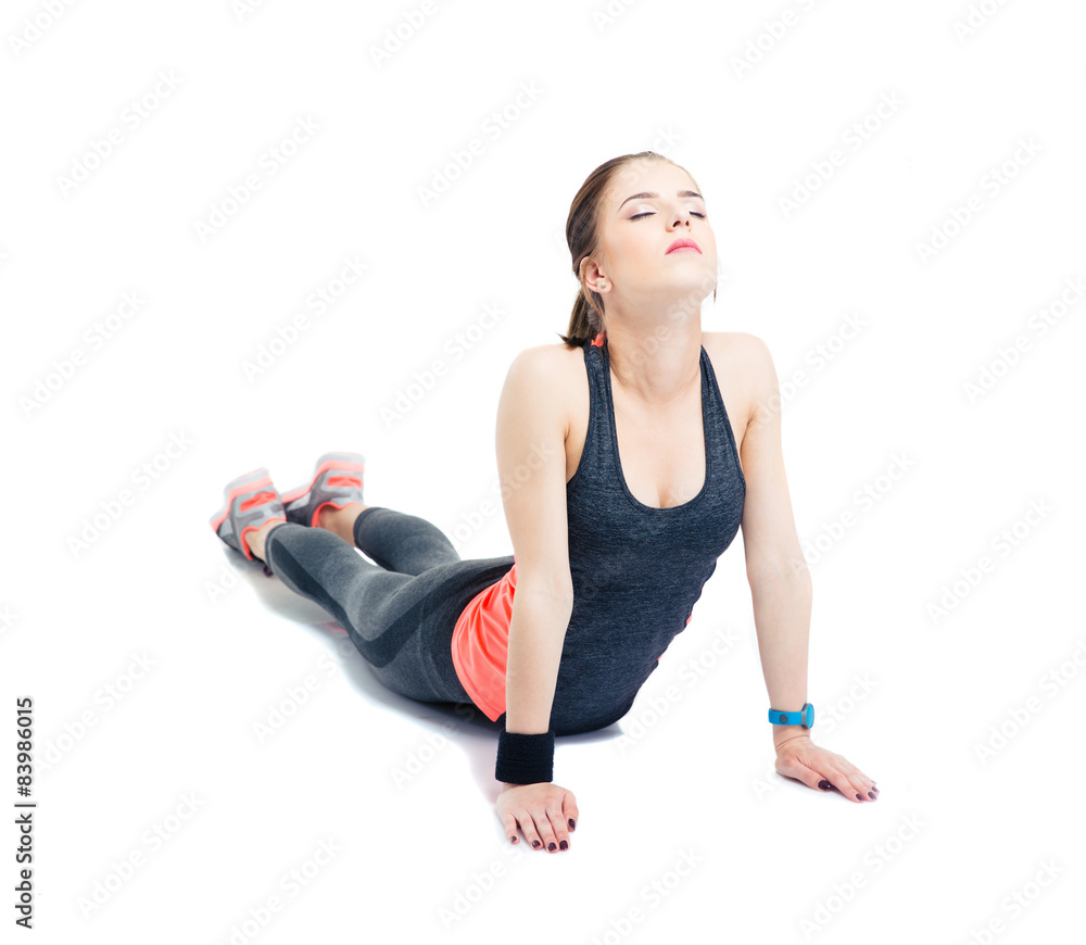 Sporty beautiful woman stretching Sporty beautiful woman stretching