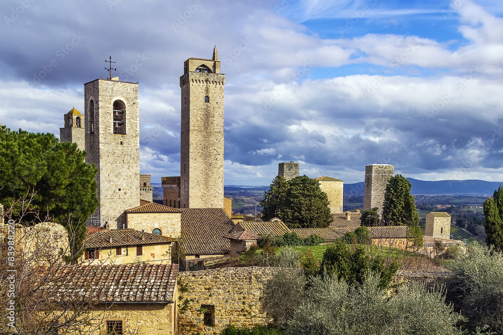 view of San Gimignano tower, Italy