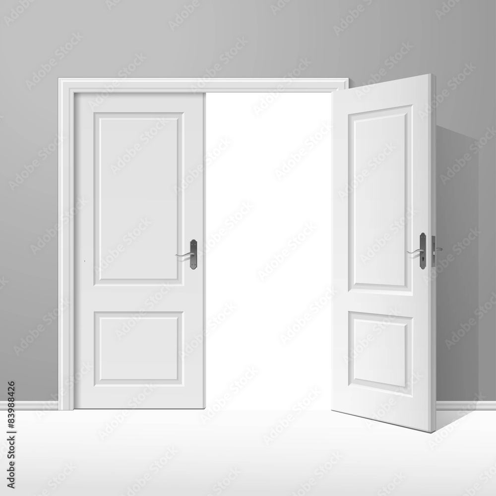 Vector White Open Door with Frame Vector White Open Door with Frame