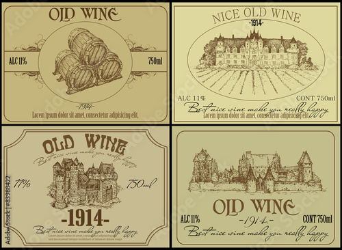 set of wine labels