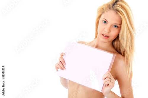 attractive girl with white paper