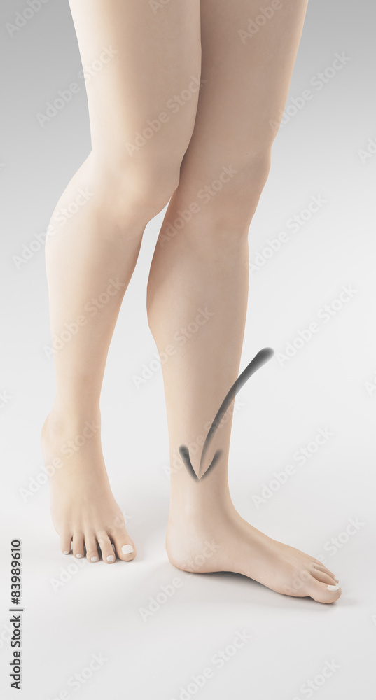 Gambe donna con caviglia sinistra indicata Gambe donna con caviglia sinistra indicata