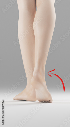 Gambe donna con caviglia destra indicata freccia