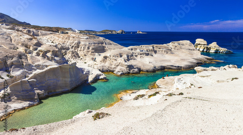 Fototapeta Naklejka Na Ścianę i Meble -  most beautiful beaches of Greece - Sarakiniko on Milos island