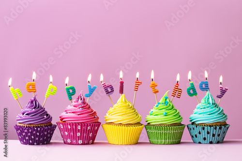 Canvas Print Happy birthday cupcakes