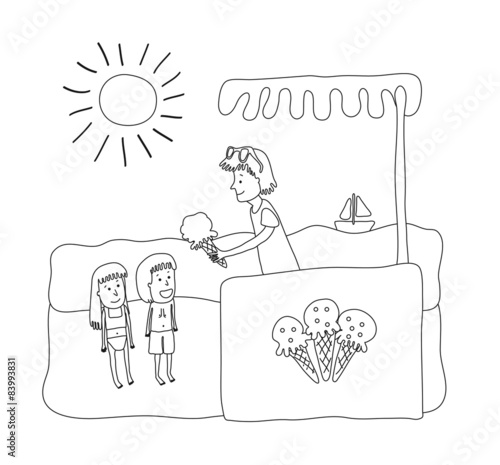 Ice cream stand in the beach