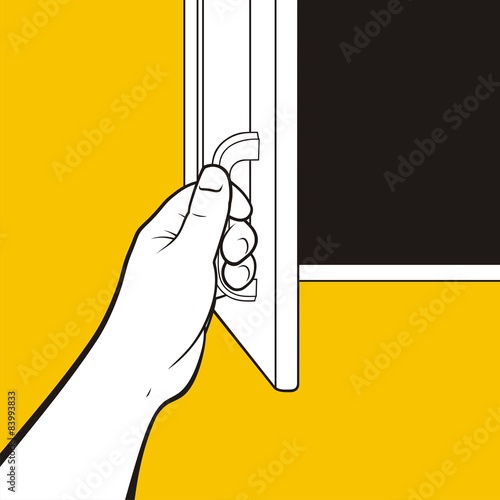 Hand opening cabinet door