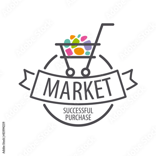 Round vector logo shopping cart