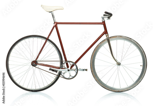 Stylish hipster bicycle - fixed gear isolated on white
