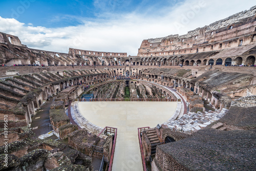 Internal view of the Coliseum on February in Rome, Italy. 