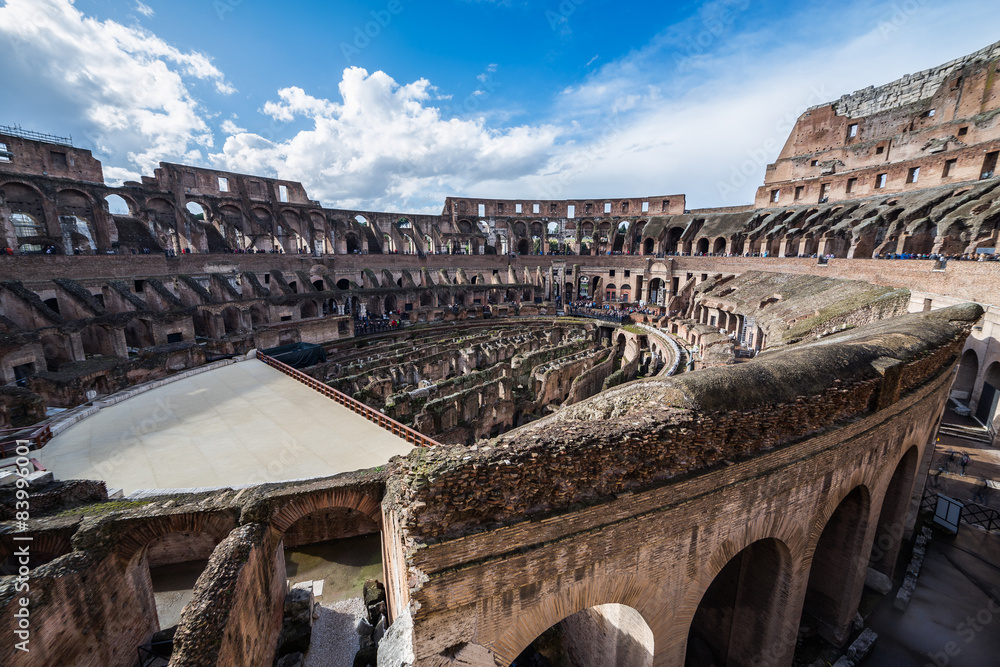 Internal view of the Coliseum in a sunny day, Rome