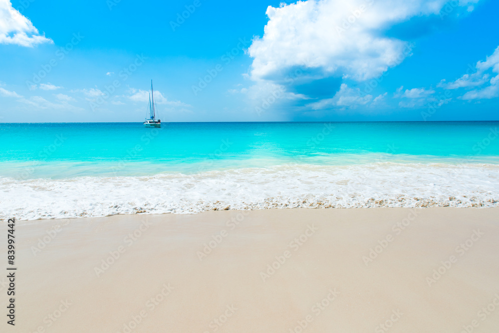 Paradise beach on island - Beach Georgette, Seychelles Paradise beach on island - Beach Georgette, Seychelles