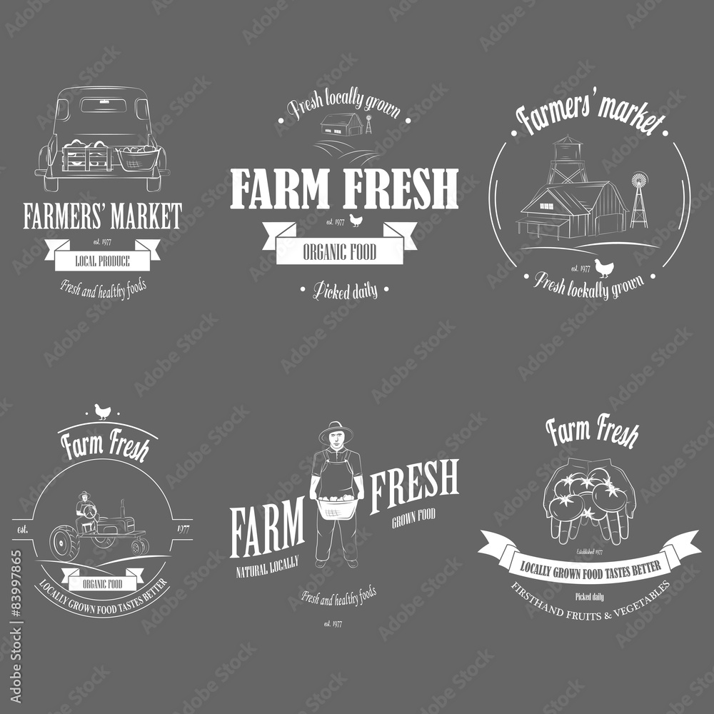Farm Fresh Products Badge Set.