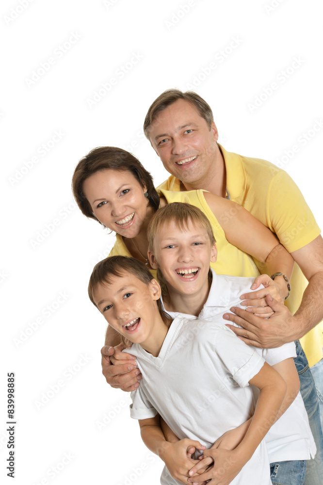  Happy family of four