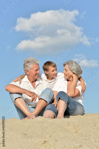 Boy with grandparents outdoor