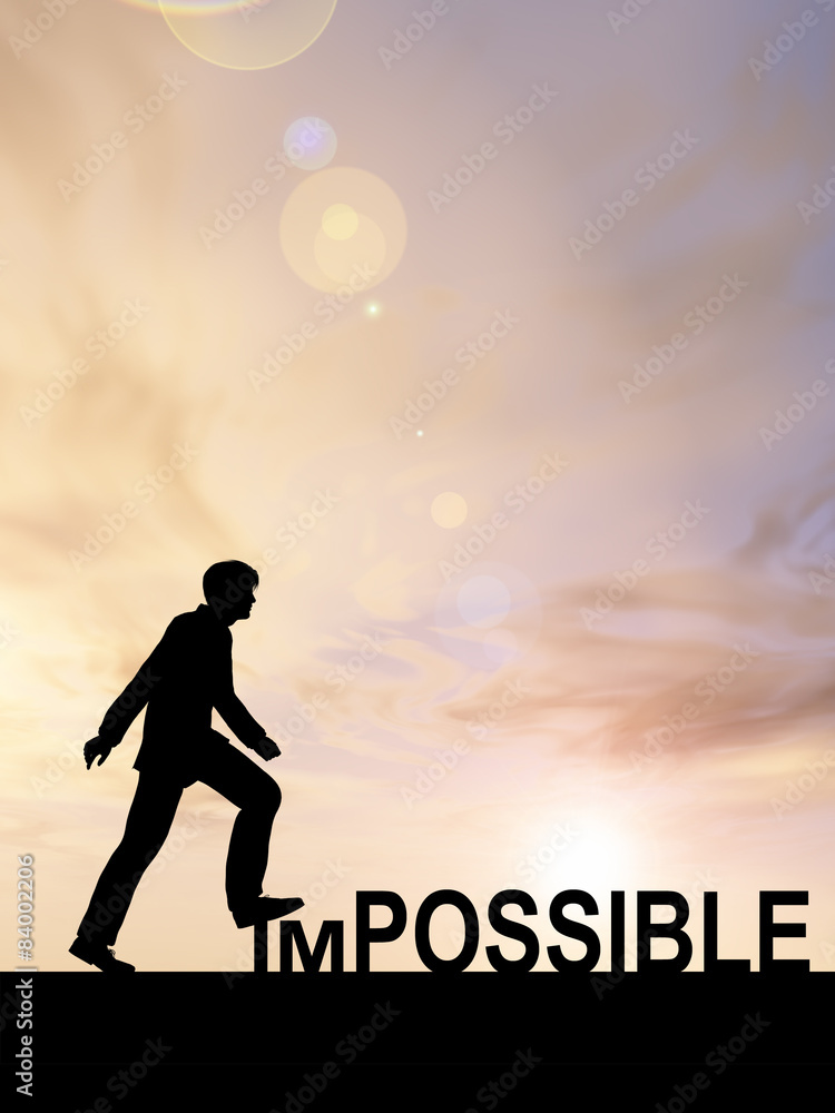 Conceptual impossible concept with a man Conceptual impossible concept with a man
