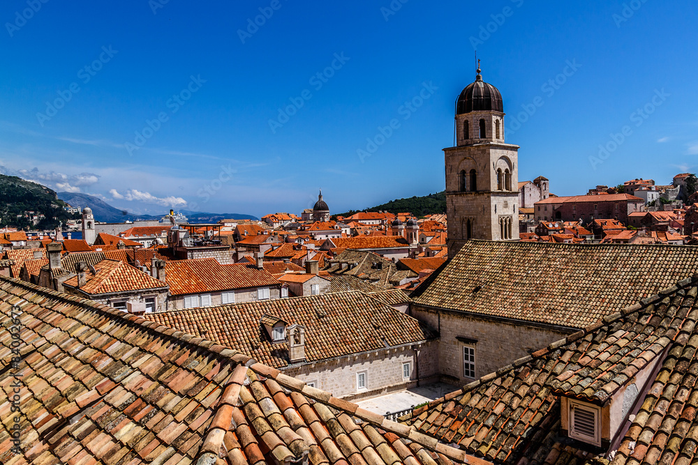 Dubrovnik panorama: traditional Mediterranean medieval houses.