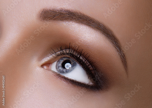 Macro Shot of Young European Woman's Beautiful Grey Eye