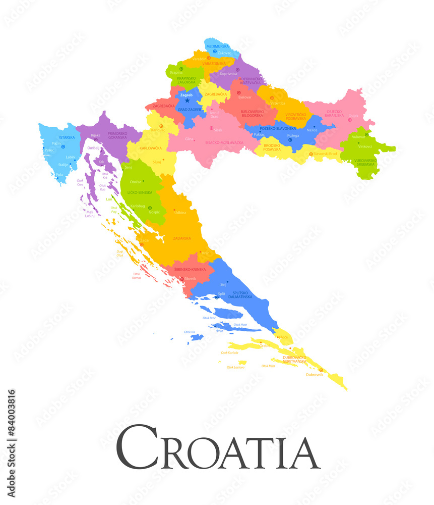 Fotografie Croatia regional map