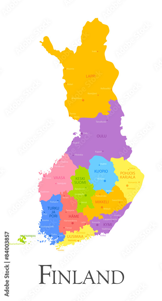 Fotografie Finland regional map