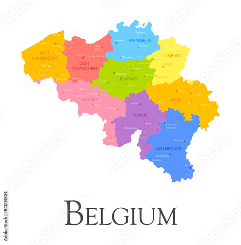 Fotografie, Obraz Belgium regional map