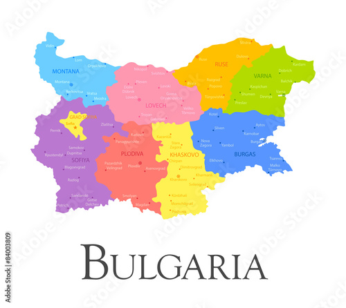 Canvas-taulu Bulgaria regional map