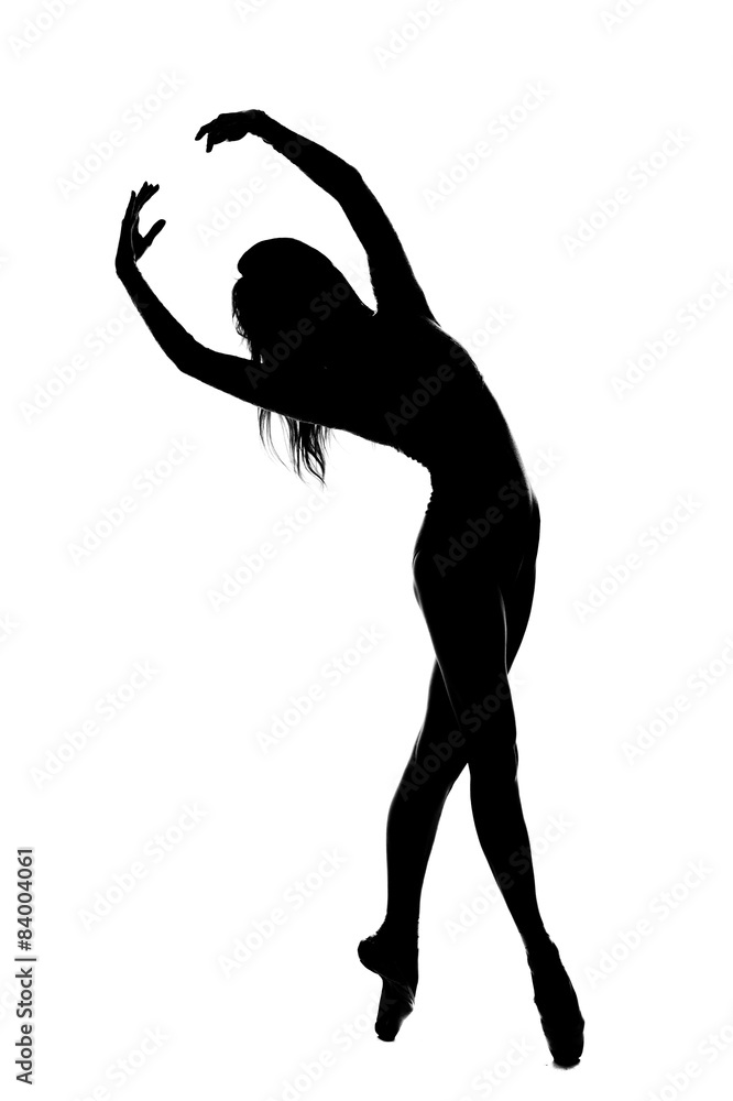 Naklejka premium silhouette of female dancer in black and white