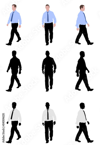 man walking silhouettes and illustration - vector
