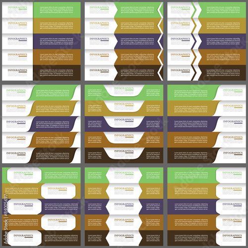 Фотография Collection of infographic concepts and banners. Five options.